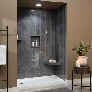 Shower Wall System in Seaworn Slate Shower Wall System in Seaworn Slate