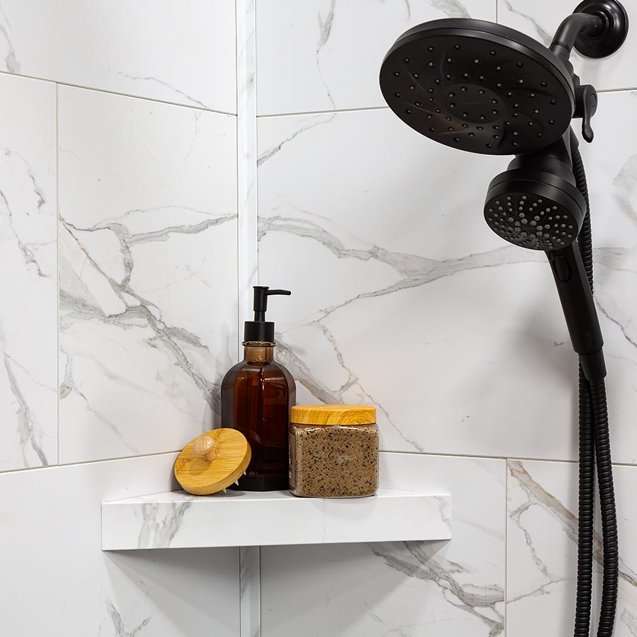 Shower Shelf in Glacier Coast Marble Shower Shelf in Glacier Coast Marble