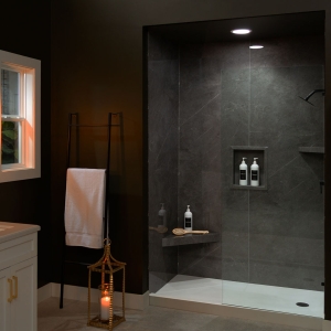 Seaworn Slate Seaworn Slate, gray color shower wall in bathroom